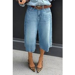 Women’s Denim shorts Large size High waisted Wide leg Belt compatible Fashion Comfortable Summer casual Essential Y2K Jeans