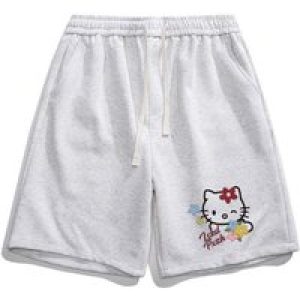 Sanrio Cute Shorts Hello Kittys Summer Kawaii Beach Pants Sports Loose Casual Comfortable Breathable Cartoon High End Gifts
