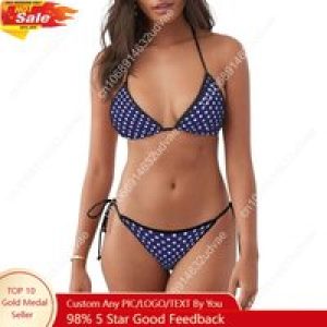 Leopard Print Halter Triangle Tie Side Bikini Set Two Piece Swimsuits for Women