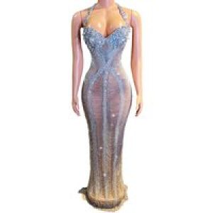 Diamond Birthday Deep V Performance Clothes Bar Nightclub Live Signing Party Company Annual Meeting Evening Dress Dance Ceremony