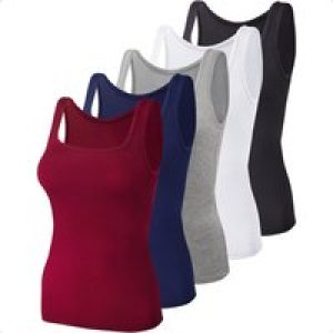BQTQ 5 Pack Women’s Tank Tops Square Neck Sleevel Ladies Tank Top Undershirts