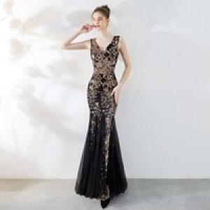 Customized Women’s 1920s Insprired V Neck Sleeveless Gatsby Dresses Long Evening Cocktail Gowns