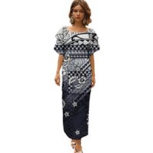 High QualityO Neck Samoan Puletasi Set 2pcs Puletaha Ladies Long Maxi Two Piece Skirt Set Dresses
