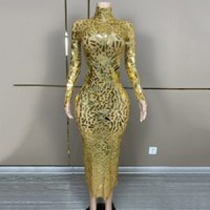 Golden Sparkling Mirror Sequins Cocktail Party Temperament Evening Dress Miss Universe Chooses American Clothing Company Annual