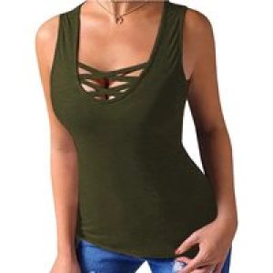 Plus Size Women’s Tank Top Sleeveless Cross Strap Casual Top T-shirt Women’s Wide Shoulder Strap Fitting Sleeveless Tank Top