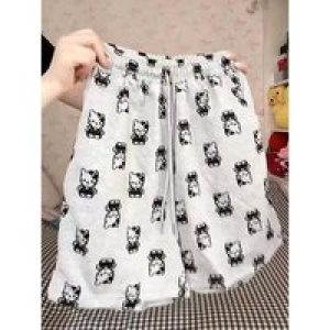Sanrio Cute Shorts Hello Kittys Girl Cartoon Drawstring New Style Wide Legs Loose Casual Breathable Kawaii Gift for Girlfriend