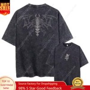 Washed Tshirts Y2K Summer Men Women Anime Bleach Print T-shirt Casual 100%Cotoon Punk Gothic Vintage Hip Hop Top Tee