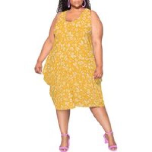 Womens Summer Dresses Loose U Neck Sleeveless Sundresses Dress with