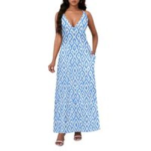 Women’s Sleeveless Spaghetti Strap Dress,Casual Beach Long Maxi Dress