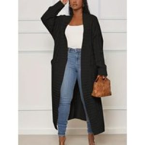 plus Size Solid Color Knitted Cardigan Women’s Fashion Casual Sweater with Pocket Autumn Winter Best Comfortable Fit Cardigan
