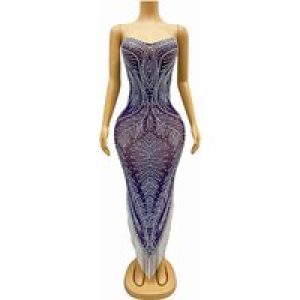 Diamond Tube Top Purple Halter Full Diamond Slim Dress Model Catwalk Banquet Party Kleider Für Besondere Anlässe Evening Dresses