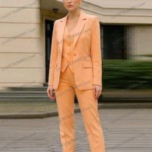 New Light Orange Formal Women Suit Wedding Party Business Office Lady Tuxedos 3 Piece Set Blazer Vest Pants Customized