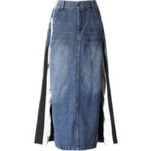 Autumn Korean Style Casual Denim Patchwork Skirt Fashionable and Versatile Side Slit Women’s Straight Tube Skirt