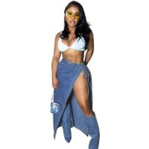 women’s fashion corns wear rope clothing side split denim skirt