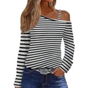Women Off The Shoulder Top Long Sleeve Shirts Tight Fitted Going Out Tops Tee Y2k Outfits