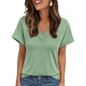 AUTOMET Womens Tops Short Sleeve T Shirt Summer V Neck Casual Top 2025 Spring Cute Basic Trendy Outfits Fashion