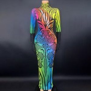 Birthday Colorful Patterns Diamond Long Sleeve Wedding Dress Vestidos De Fiesta Brillo Dress Festa Luxo Vestidos Luxo Para Festa