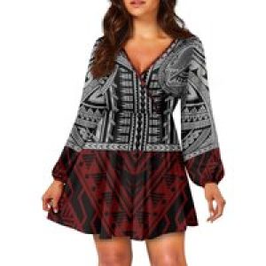 Gray wholesale loose comfortable dress Polynesian custom logo design fashion Wendy party sexy women Hawaiian dress