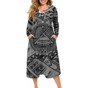 Custom Puletasi Samoan Dress Tapa Polynesian Aloha Dress Design Tribal Print Luxury Wedding Party Casual Dress