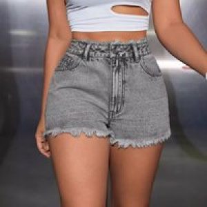 Women’s High-Waisted Slimming Jeans Shorts Casual Fashionable Loose Fit with Fringes 2025 New Arrival