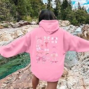 European Women’s Plus Velvet Sweatshirt with Printed Kangaroo Pockets, Drawstring Letter Long Sleeves, Hot Selling Hoodie