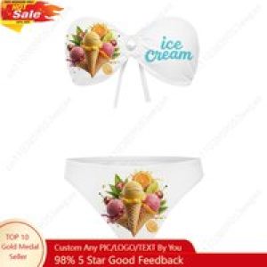 Ice Cream Strapless Swimsuit Womens Bathing Suit Personalized Fashion Swimwear Pool Party Beach Sexy Bikini Customized Beachwear