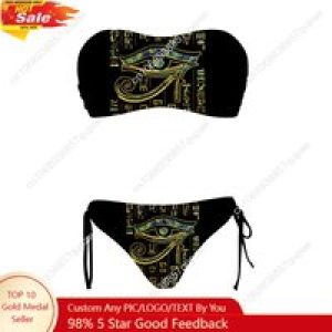 Horus Egyptian God Eye of Egypt Custom Swimsuit Womens Drawstring Two Piece Set Bathing Suits Swimwear Beach Bikini Beachwear