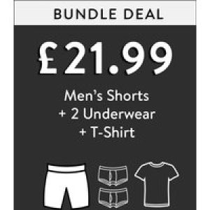 Custom Bundle Bundle Deal – Men’s Shorts + 2 Underwear+ T-Shirt for £21.99* – Tokyo Laundry