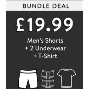 Custom Bundle Bundle Deal – Men’s Shorts + 2 Underwear+ T-Shirt for £19.99* – Tokyo Laundry