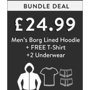 Custom Bundle Bundle Deal – Borg Lined Hoodie + FREE T-Shirt + 2 Underwear for £24.99* – Tokyo Laundry