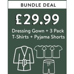 Custom Bundle Lounge Bundle – Dressing Gown + 3 Pack T-Shirt + Pyjama Shorts for £29.99* – Tokyo Laundry