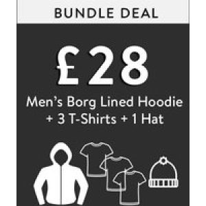 Custom Bundle Bundle Deal – Borg Lined Hoodie + 3 T-Shirts + 1 Hat for £28* – Tokyo Laundry