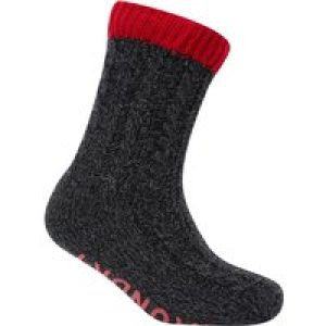 Socks Scoresby Borg Lined Chunky Cable Knit Slipper Socks in Rococco Red / One Size – Tokyo Laundry