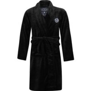 Dressing Gown Men’s Alps Soft Fleece Dressing Gown with Tie Belt in Black / L – Tokyo Laundry
