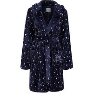 Dressing Gown Women’s Moon & Stars Soft Fleece Tie Robe Dressing Gown with Hooded Ears in Eclipse Blue / S – Tokyo Laundry