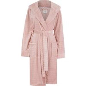 Dressing Gown Women’s Lou Chunky Zig-Zag Stripe Soft Fleece Tie Robe Dressing Gown with Hood in Pink / M – Tokyo Laundry