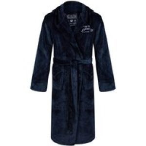 Dressing Gown Men’s Kirkway Soft Fleece Hooded Dressing Gown with Tie Belt in Blue / L – Tokyo Laundry