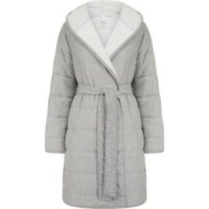 Dressing Gown Women’s Frankie Quilted Soft Fleece Tie Robe Dressing Gown with Hood in Grey / M – Tokyo Laundry