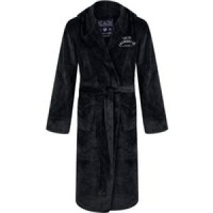 Dressing Gown Men’s Kirkway Soft Fleece Hooded Dressing Gown with Tie Belt in Black / L – Tokyo Laundry