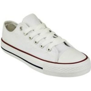 Shoes Ladies canvas lace up plimsolls in white / UK 3 – Tokyo Laundry