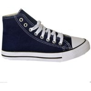 Shoes Womens Clara Lace up Canvas Hi Top Trainers in Navy / UK 3 – Tokyo Laundry