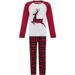 Loungewear Boy’s Reindeer 2pc Lounge Set in White / Red Black Check – Merry Christmas Kids (4-12yrs) / 4-5 Years – Tokyo Laundry