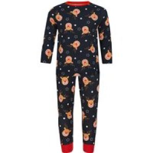Loungewear Boy’s Rudolph Repeat Motif 2PC Lounge Pyjama Set in Navy – Merry Christmas Kids (4-12yrs) / 5-6 Years – Tokyo Laundry