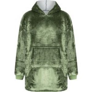 Loungewear Adult Grizzly Soft Fleece Borg Lined Oversized Hooded Blanket with Pocket in Deep Lichen Green / One Size – Tokyo Laundry