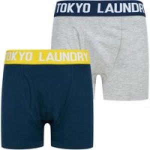 Boys Underwear Boys Levens (2 Pack) Boxer Shorts Set in Mood Indigo / Light Grey Marl Kids / 6-7 Years – Tokyo Laundry