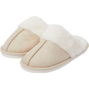 Slippers Rio Faux Suede Mule Slippers with Faux Fur Lining & Trim in Beige / 7-8 (40-41) – Tokyo Laundry