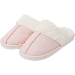 Slippers Rio Faux Suede Mule Slippers with Faux Fur Lining & Trim in Light Pink / 7-8 (40-41) – Tokyo Laundry