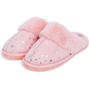 Slippers Gravity Foil Star Print Faux Suede Mule Slippers with Faux Fur Lining & Trim in Light Pink / 7-8 (40-41) – Tokyo Laundry