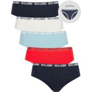 Womens Underwear Zara (5 Pack) Cotton Assorted Briefs in Navy Blazer / Fiery Red / Forget-Me-Not Blue / Jet Stream White / M – Tokyo Laundry