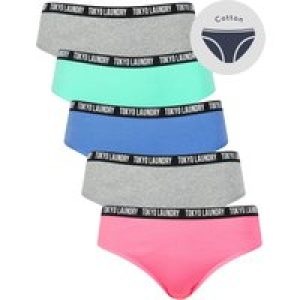 Womens Underwear Zara 7 (5 Pack) Cotton Assorted Briefs in Pink Cosmos / Light Grey Marl / Blue Bonnet / Pool Blue / M – Tokyo Laundry